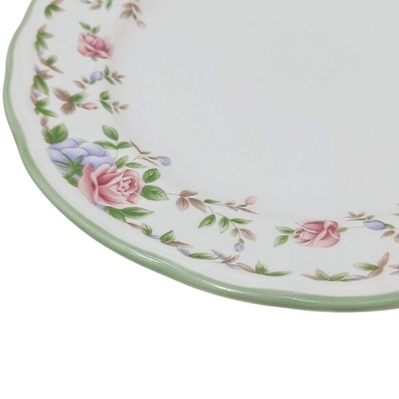Epoch MORNING ROSE Salad Plate Floral Roses Green Scalloped Cottage Replacement - Picture 7 of 10